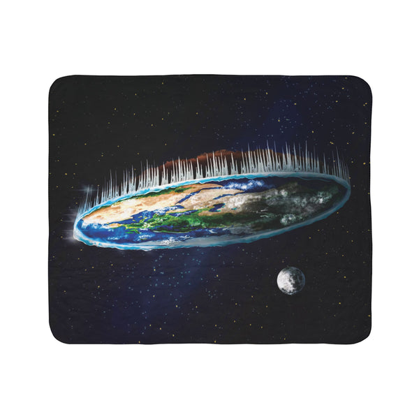 Flat Earth Funny Gift Idea Plush Sherpa Blanket