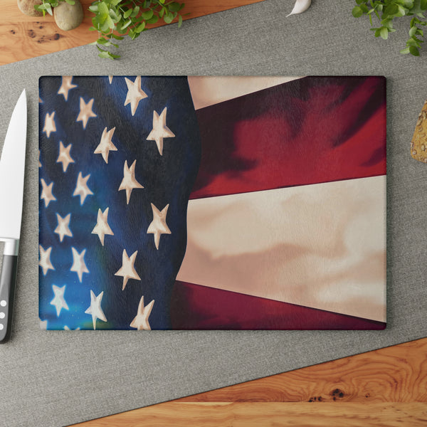 American Flag Kitchen Decor Glass Cutting Board