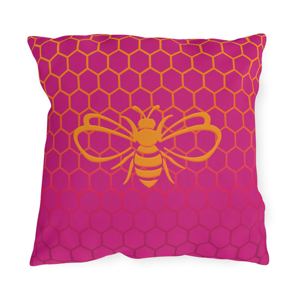 Honeycomb Bee Reversible Pink & Orange Indoor Outdoor Accent Pillow