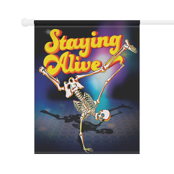 Skeleton Staying Alive Halloween Flag