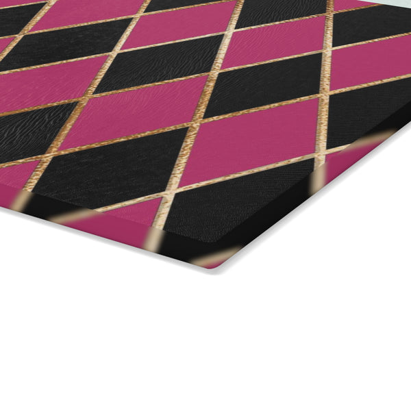 Pink and Black Diamond Modern Kitchen Cutting Board