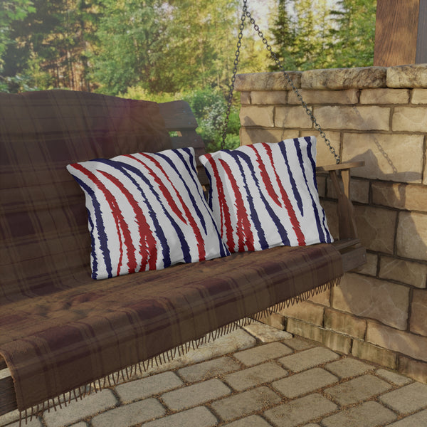 Red White Blue Animal Print Indoor Outdoor Patriotic Accent Pillow