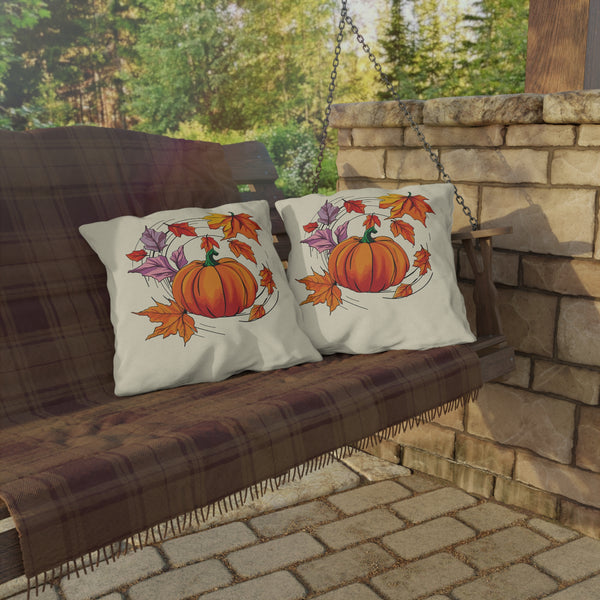Pumpkin Leaves Indoor Outdoor Fall Throw Pillow