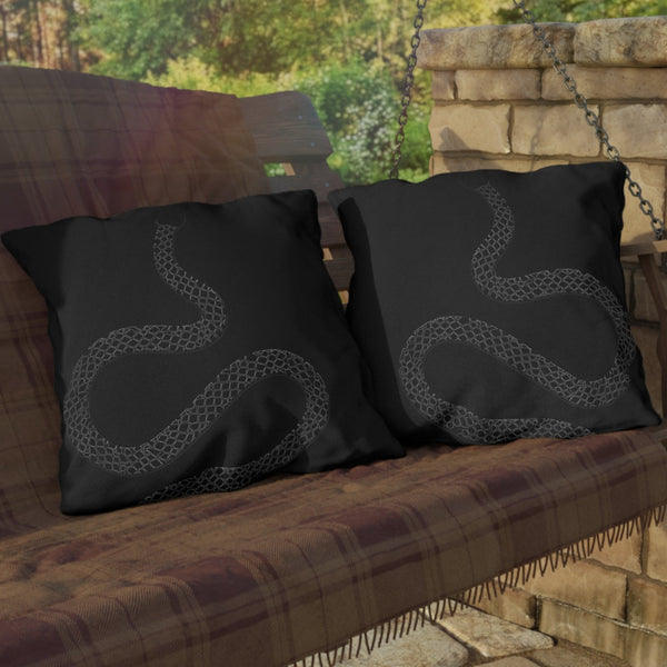 Snakeskin Black Indoor Outdoor Throw Pillow