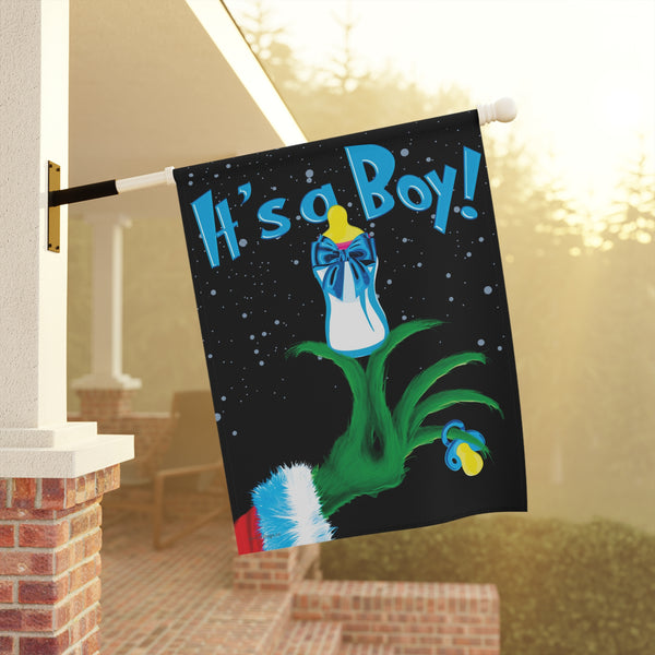 Christmas Baby Announcement Flag – Grinch Holiday Yard Decor | Durable