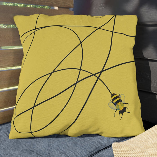 Buzzing Bee Yellow Indoor Outdoor Throw Pillow
