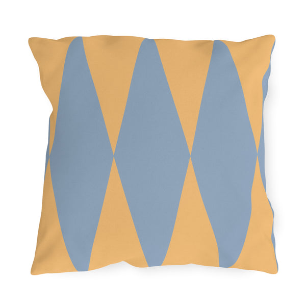 Yellow Blue Diamond Indoor Outdoor Throw Pillow