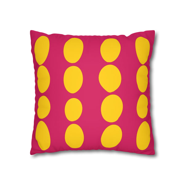 Pink & Yellow Reversible Retro Faux Suede Pillow Cover