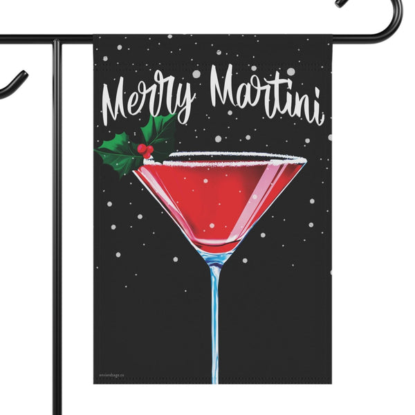 Merry Martini Christmas Flag - Weather Resistant Holiday Garden Flag