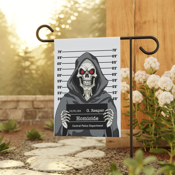 Grim Reapers Mug Shot Funny Halloween Yard Flag