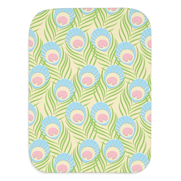 Peacock Feathers Newborn Toddler Sherpa Baby Blanket
