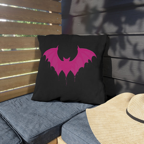 Black & Pink Bat Chic Indoor Outdoor Throw Pillow