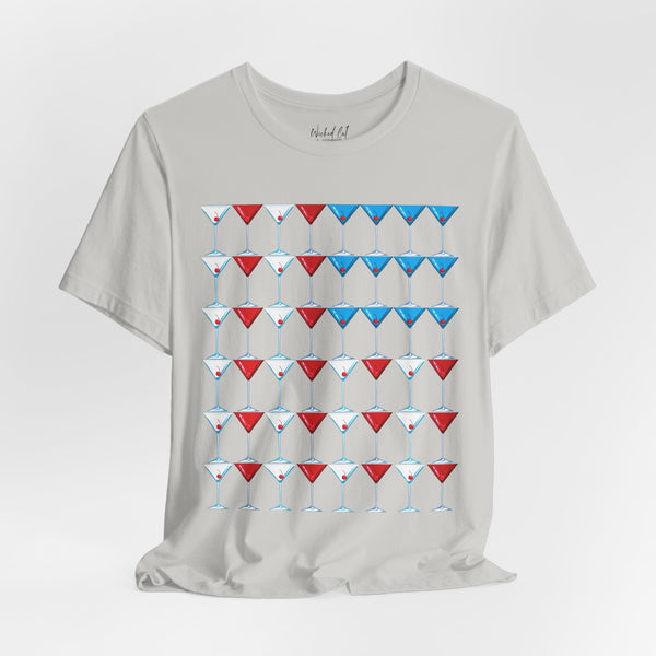 Martini American Flag Patriotic July 4th T-Shirt