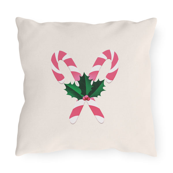 Pink Candy Cane Pillow Durable Outdoor Throw Pillow