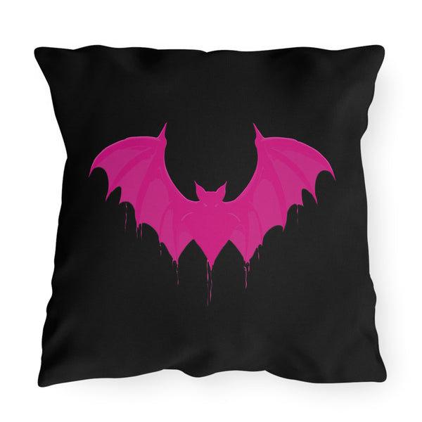 Black & Pink Bat Chic Indoor Outdoor Throw Pillow