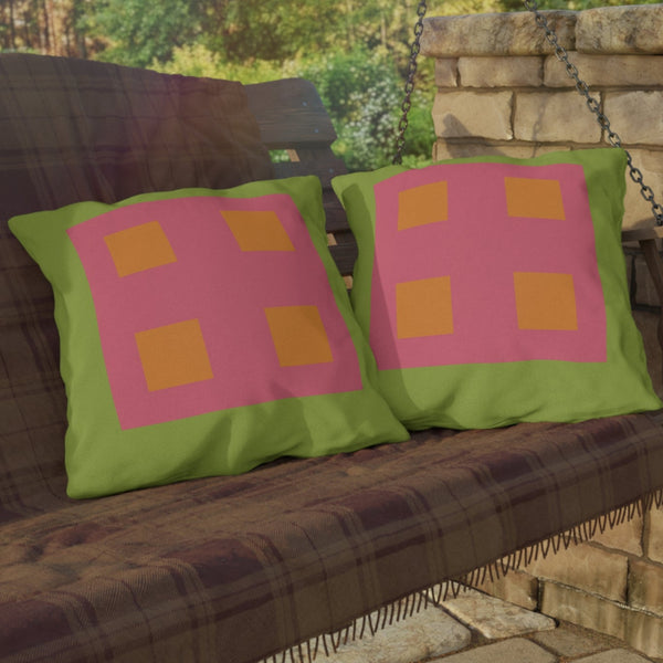 Pastel Green & Pink Indoor Outdoor Throw Pillow