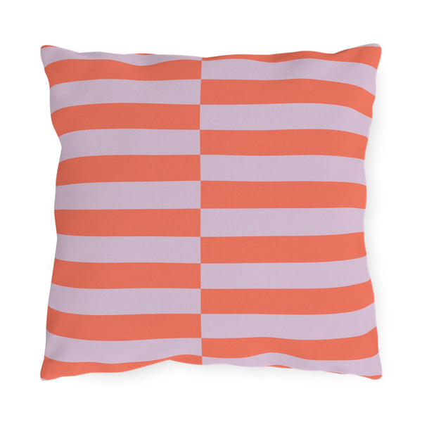 Orange Lilac Striped Indoor Outdoor Throw Pillow