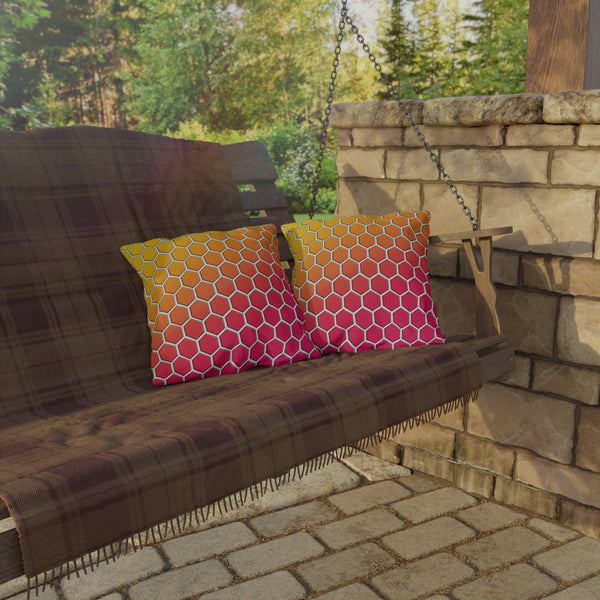 Honeycomb Rainbow Spring Outdoor Throw Pillow