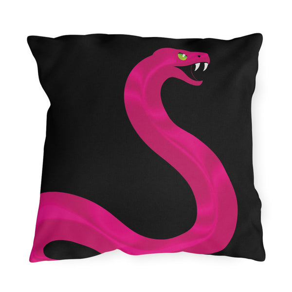 Pink Snake Black Indoor Outdoor Throw Pillow