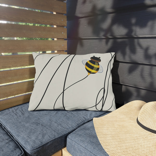 Buzzing Bee Spring Indoor Outdoor Throw Pillow