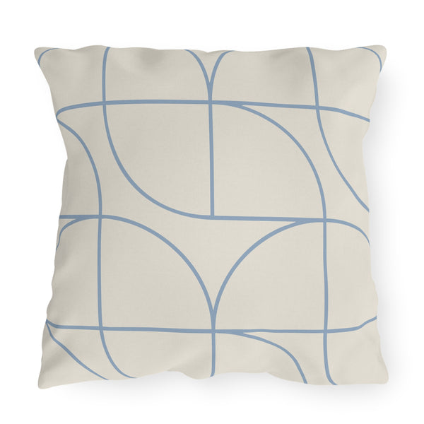 Blue & White Art Deco Indoor Outdoor Throw Pillow