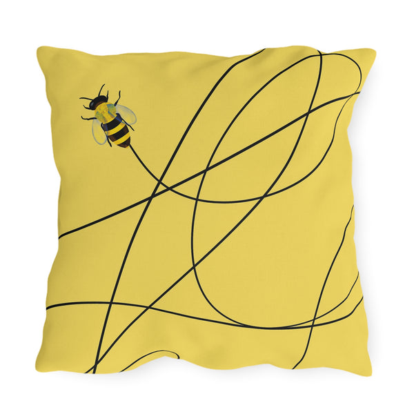 Buzzing Bee Yellow Indoor Outdoor Throw Pillow