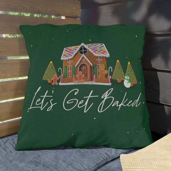 let's get baked gingerbread decor christmas pillow