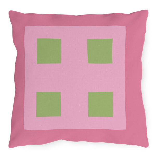 Pastel Pops Pink Green Outdoor Throw Pillow