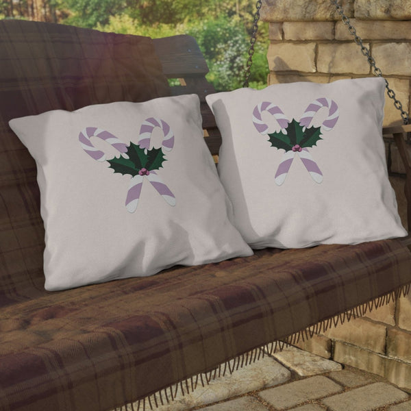 Indoor Outdoor Throw Pillow Pastel Candy Cane Christmas Decor