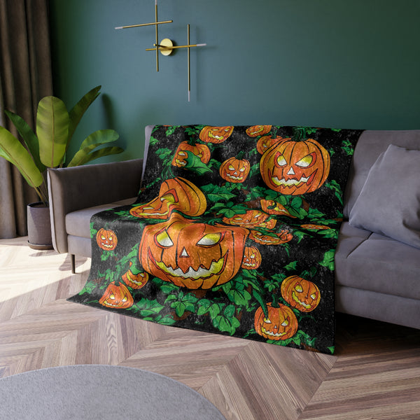 Jack O Lantern Pumpkins Halloween Throw Blanket