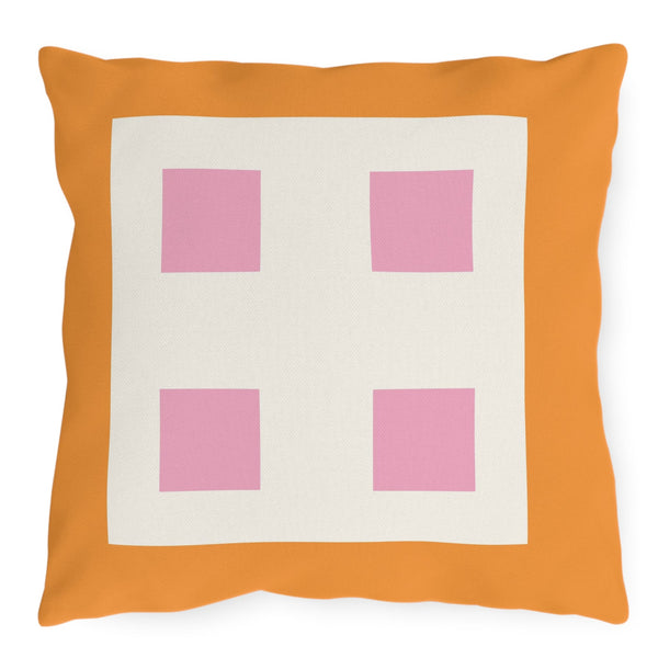 Pastel Orange & Pink Indoor Outdoor Throw Pillow