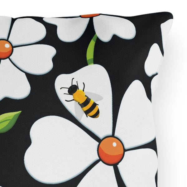 Reversible Spring Bee Floral Indoor Outdoor Accent Pillow