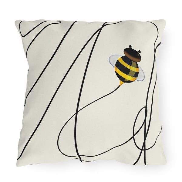 Buzzing Bee Spring Indoor Outdoor Throw Pillow