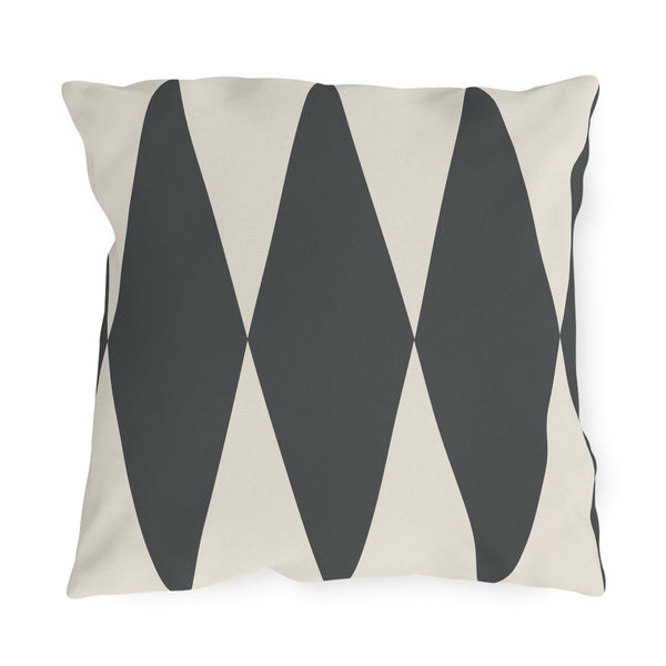 Dark Grey Ivory Diamonds Indoor Outdoor Throw Pillow