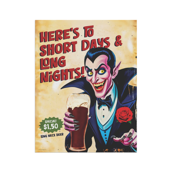 Drinking Dracula Vintage Retro Halloween Yard Flag