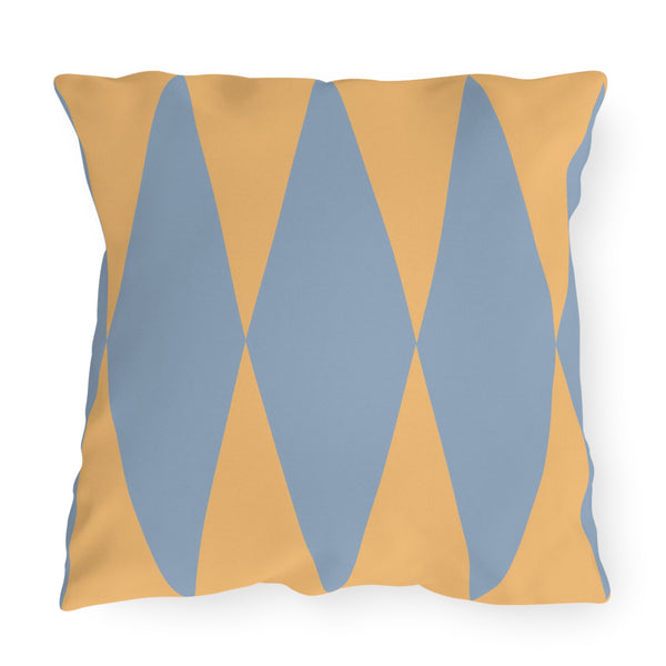 Yellow Blue Diamond Indoor Outdoor Throw Pillow