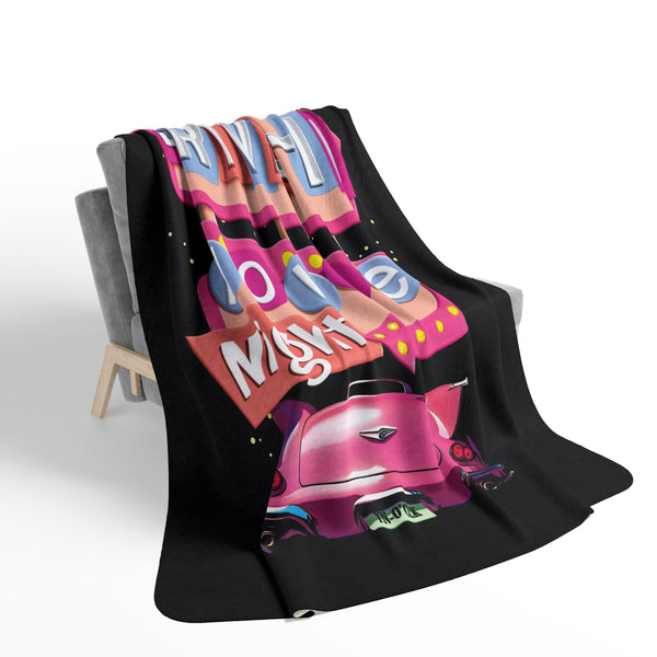 Retro Movie Night Plush Sherpa Throw Blanket