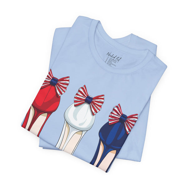 Red White and Blue Stilettos Patriotic Style T-Shirt