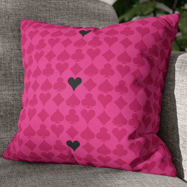 Playing Cards Heart Pink and Black Soft Accent Pillow Cover
