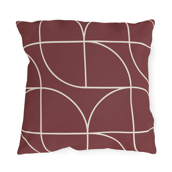 Red & White Art Deco Indoor Outdoor Throw Pillow