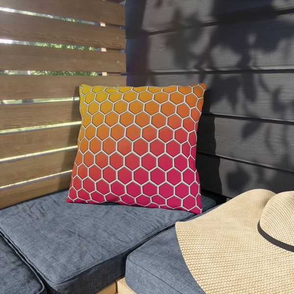Honeycomb Rainbow Spring Outdoor Throw Pillow
