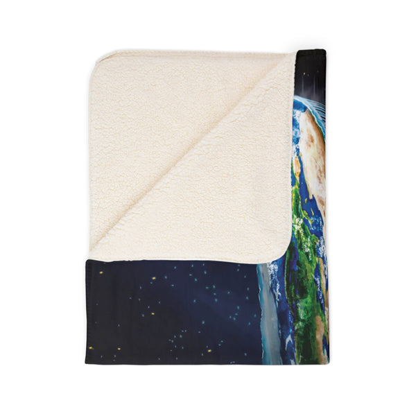 Flat Earth Funny Gift Idea Plush Sherpa Blanket