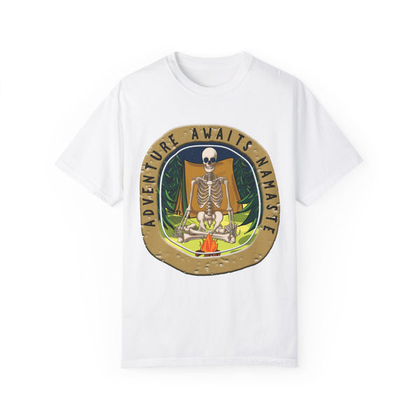 Yoga Skeleton Camping Adventure Awaits T-Shirt
