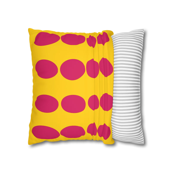 Pink & Yellow Reversible Retro Faux Suede Pillow Cover