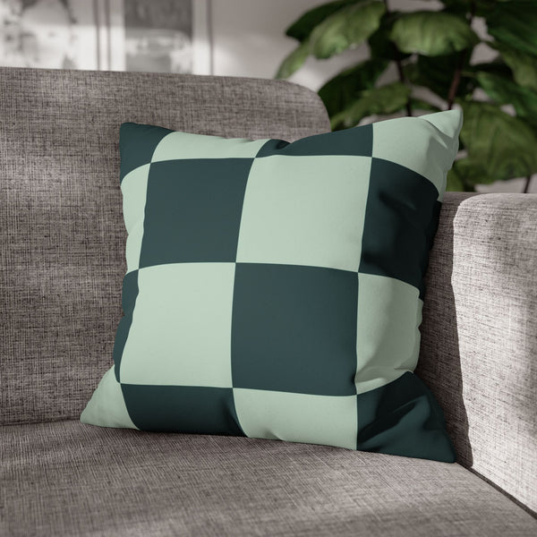 SW Paradox Green Checkered Faux Suede Pillow Cover