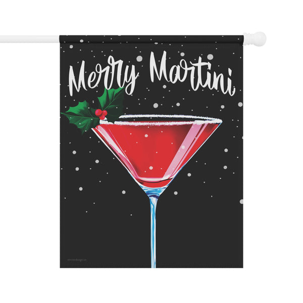 Merry Martini Christmas Flag - Weather Resistant Holiday Garden Flag