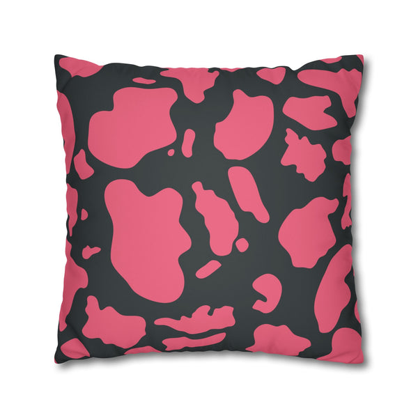 Dark Grey & Pink Animal Cow Print Soft Pillow Cover