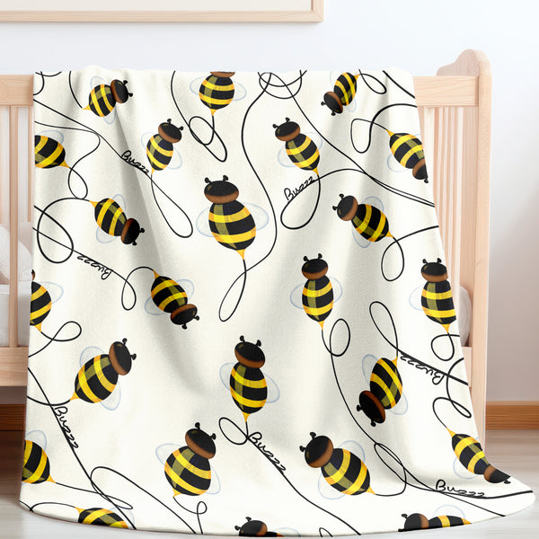 Buzzing Bees Newborn Toddler Gift Sherpa Baby Blanket