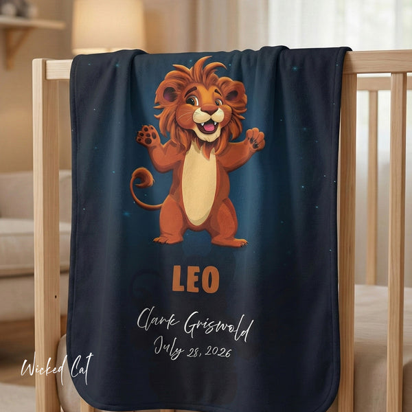 Personalized Leo Zodiac Sherpa Baby Blanket