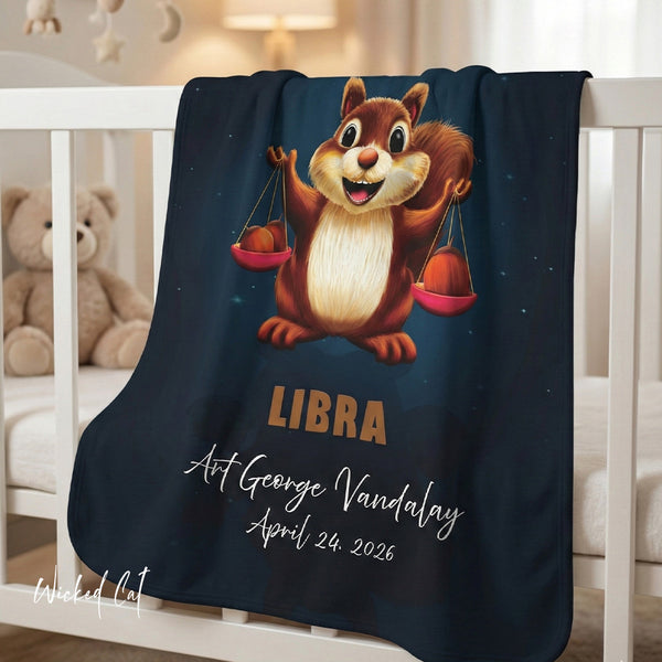 Personalized Libra Zodiac Sherpa Baby Blanket